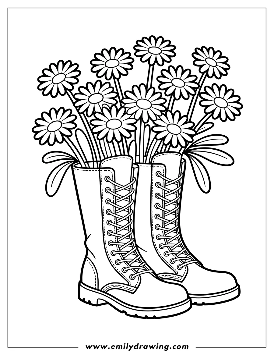 Simple sketch of combat Boots to color