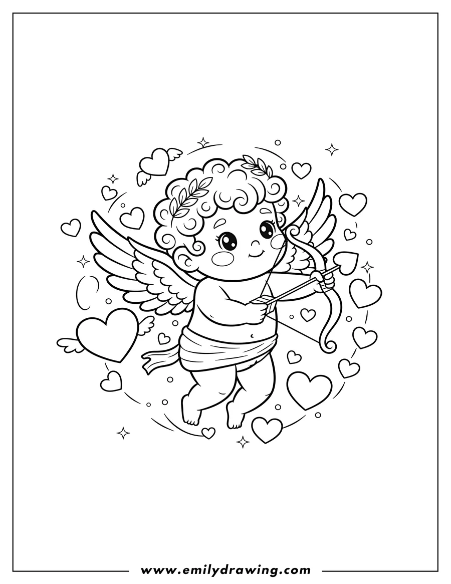 Outline drawing of cupid