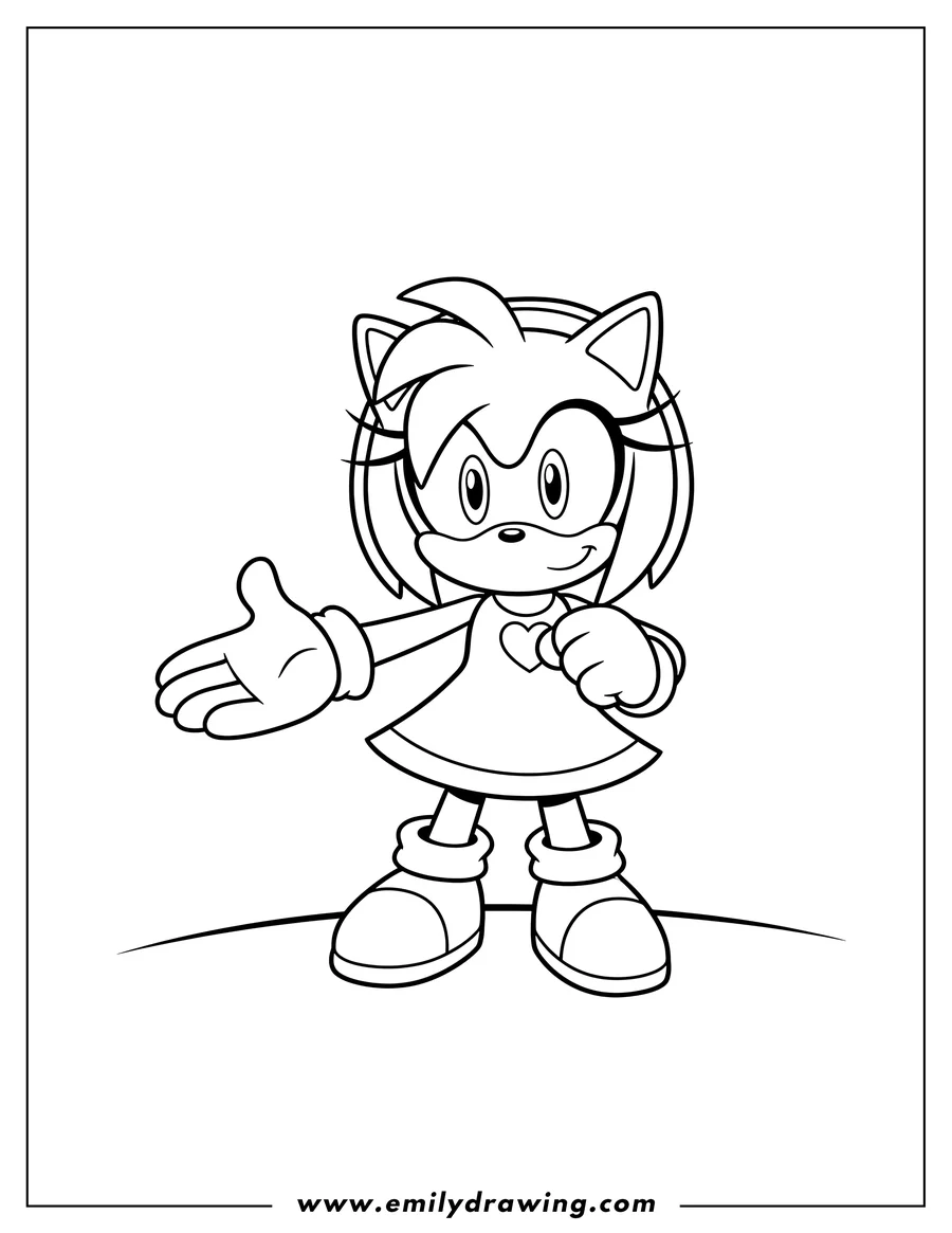Free to print drawing of amy Rose Outline Preschoolers standing with one arm extended