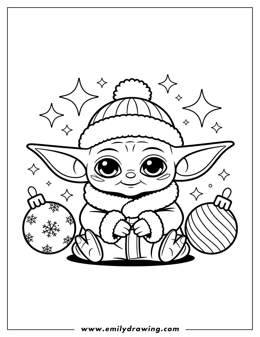 Coloring sheet featuring baby Alien