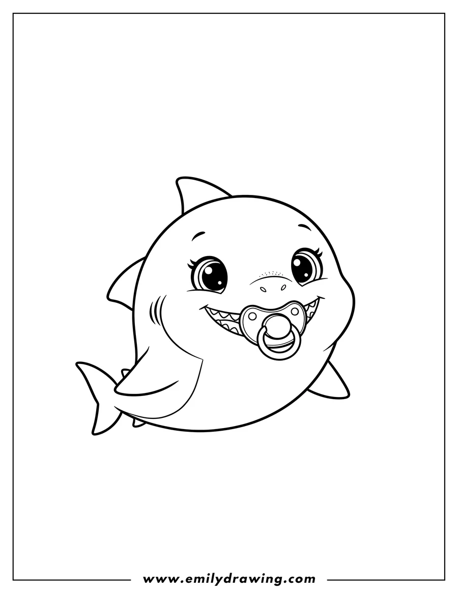 Linear illustration of baby Shark