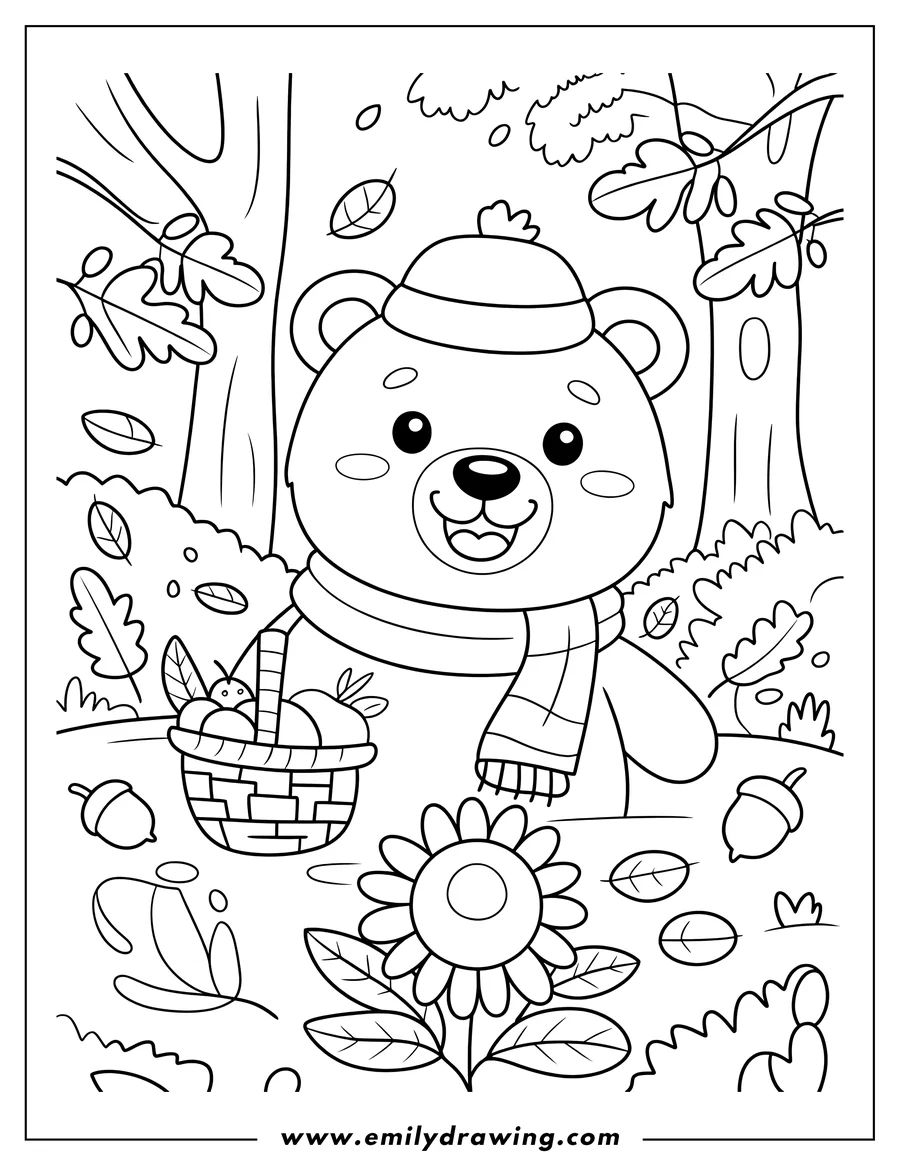 PDF style coloring page: bear