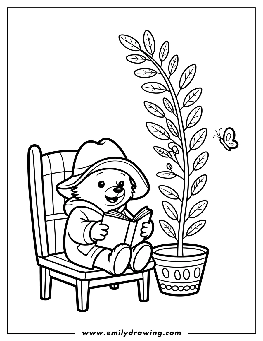 Doodle style coloring picture of bear