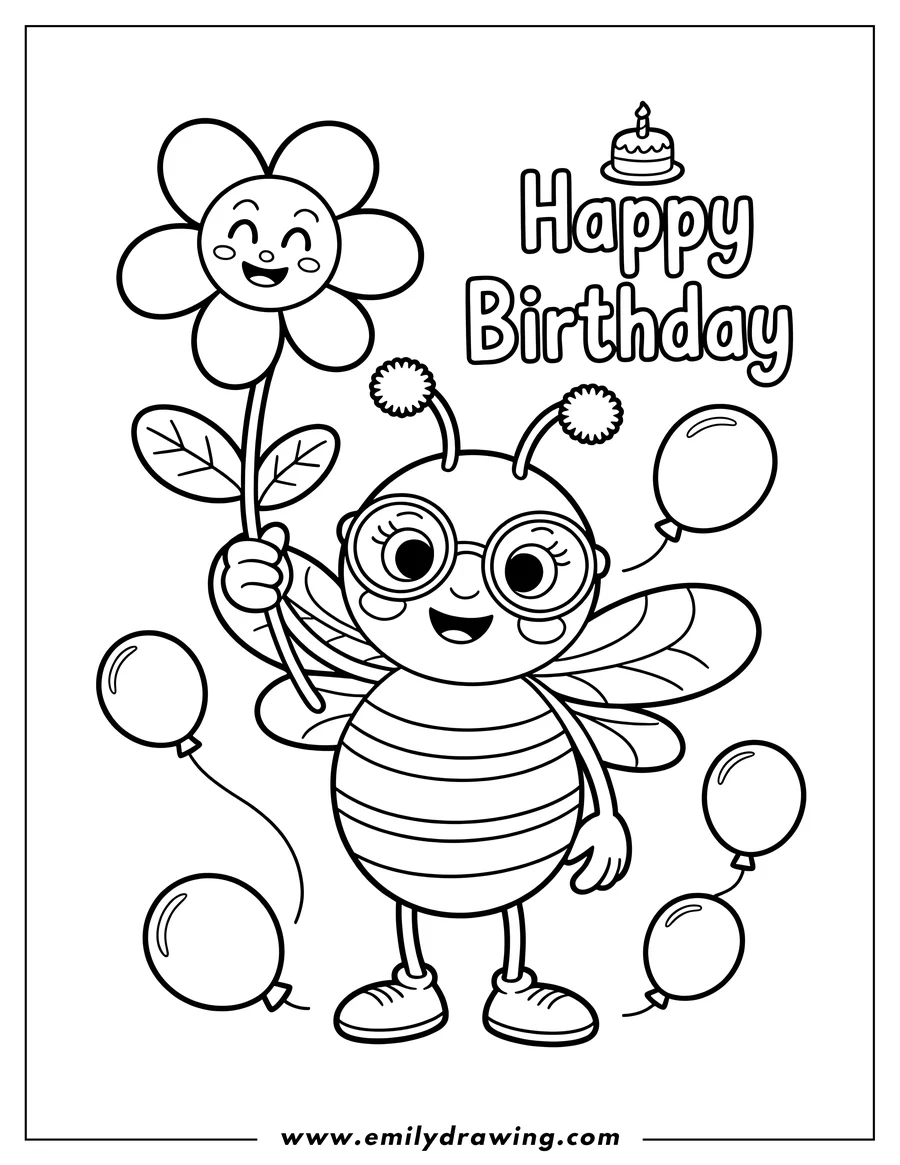 Downloadable coloring page of bee