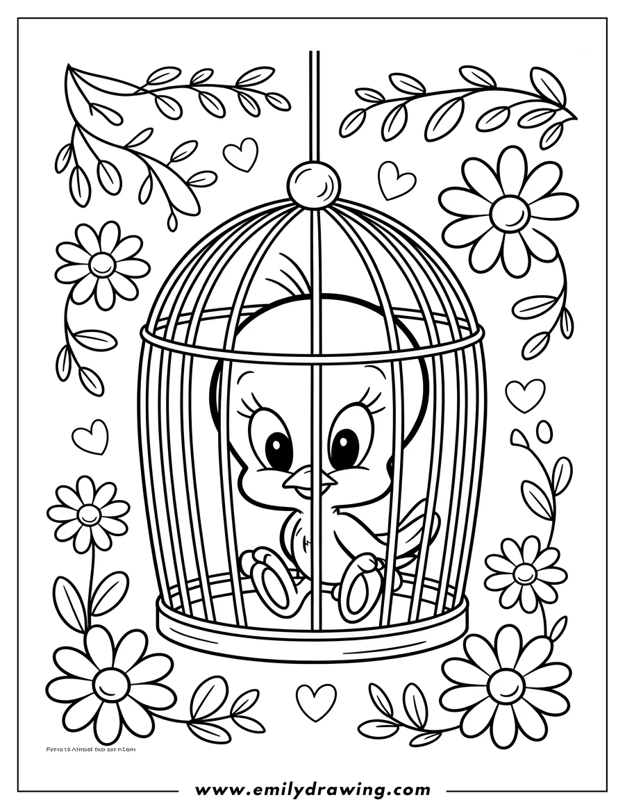 Downloadable coloring page of bird