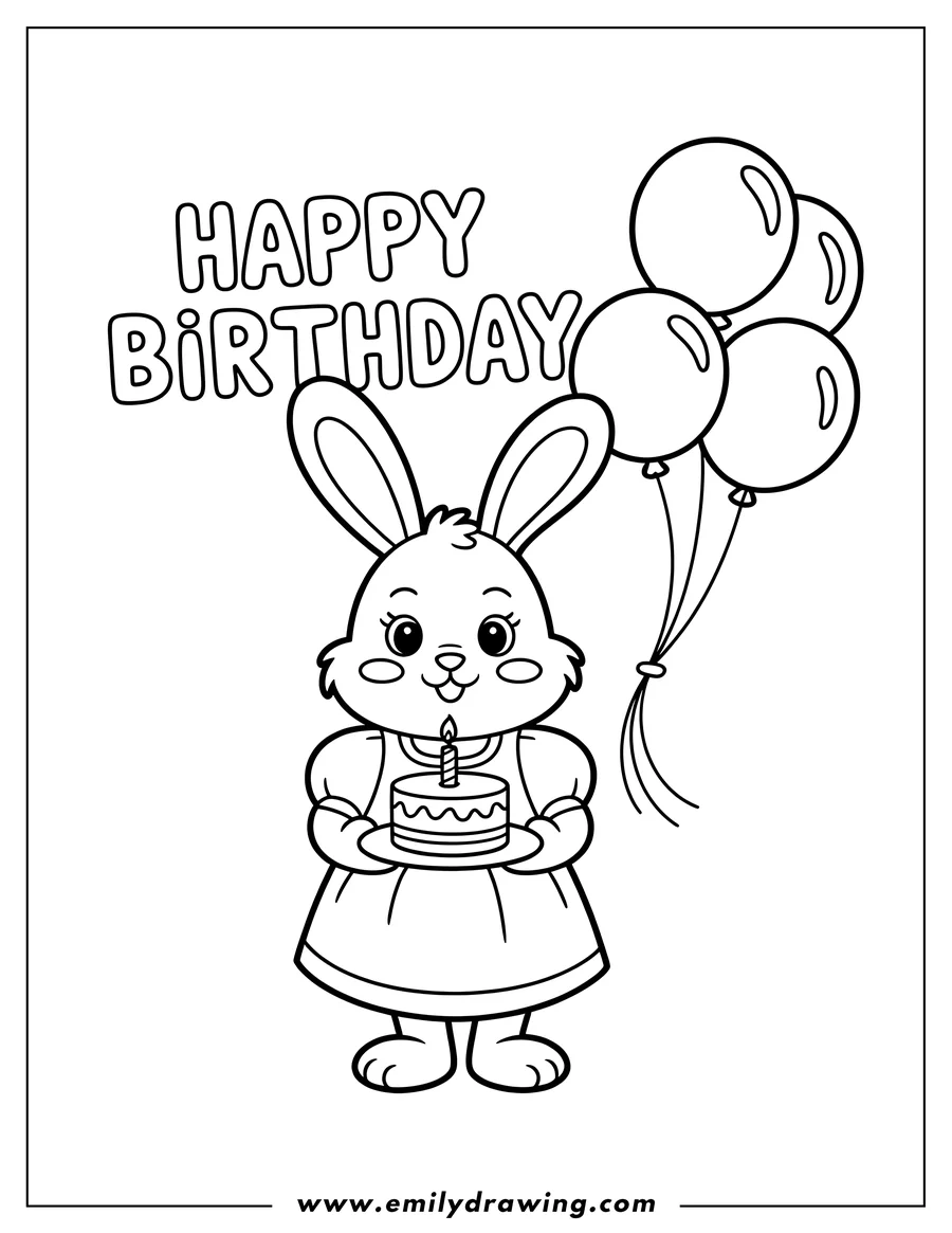 PDF style coloring page: bunny