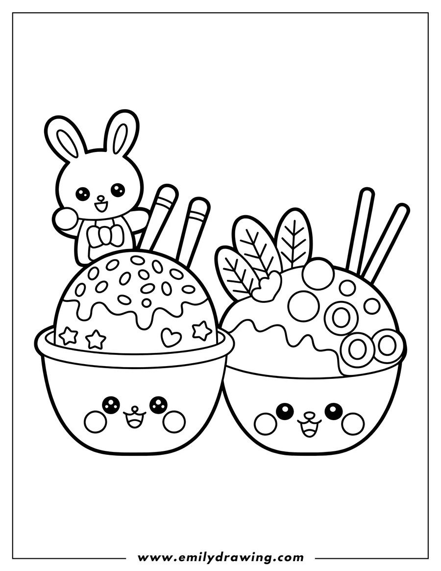 Coloring sheet featuring bunny