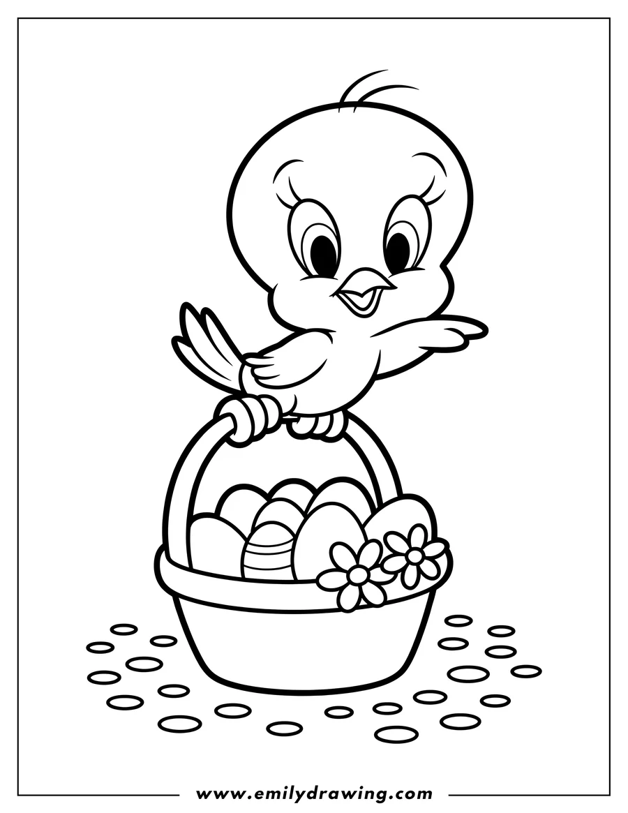 Simple sketch of cartoon Bird to color