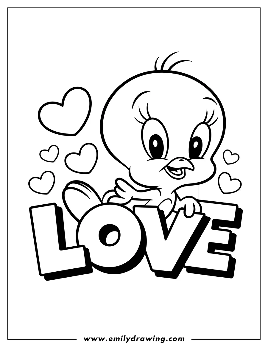 Printable coloring page of cartoon Bird