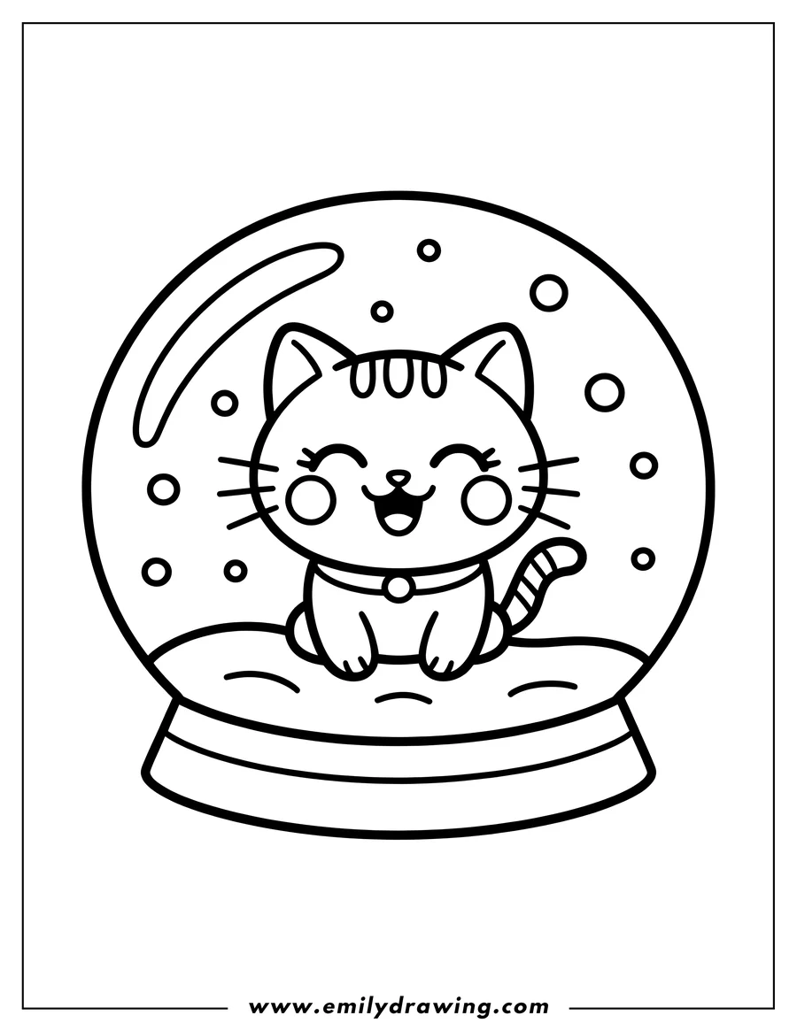 PDF style coloring page: cat