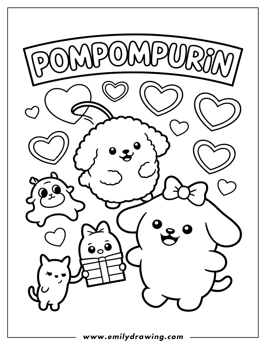 Full page coloring image of character