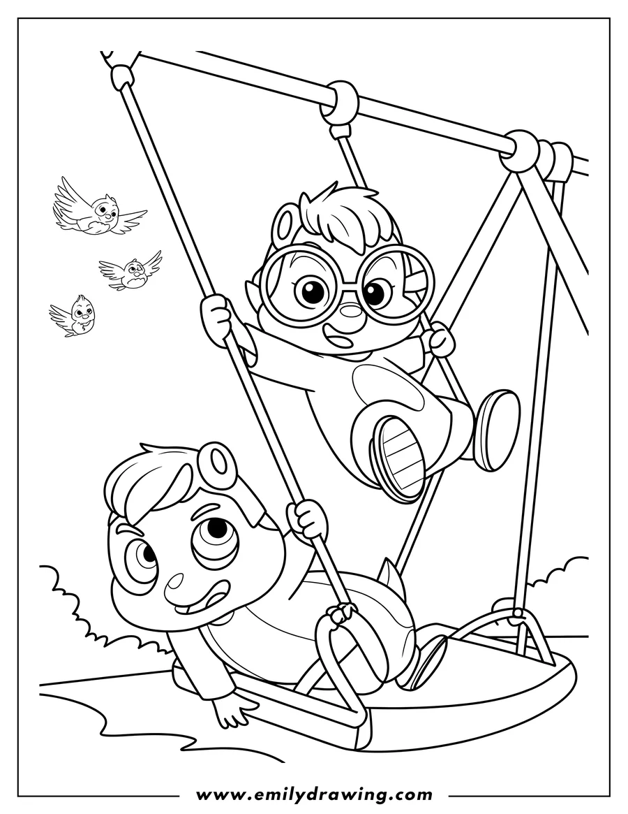 Black and white line art of chipmunk