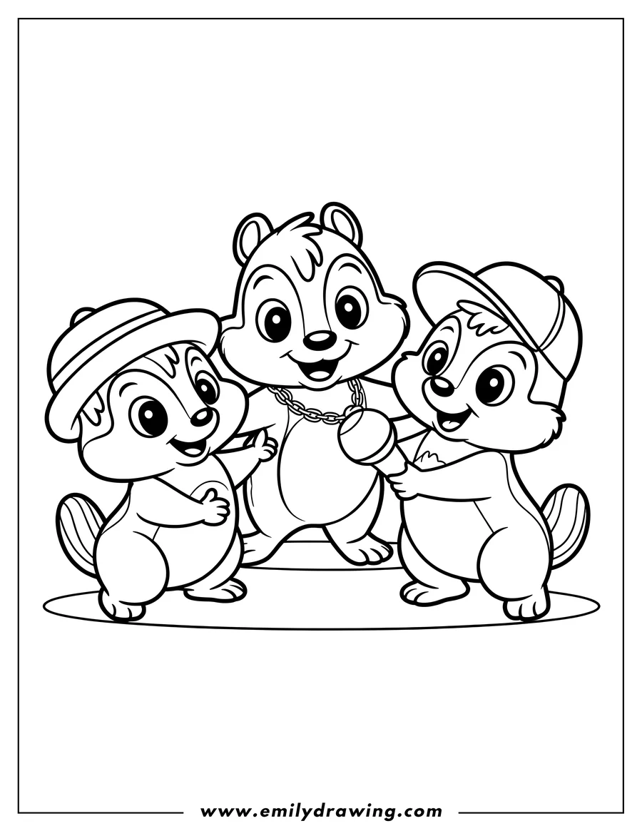 Coloring page of chipmunk