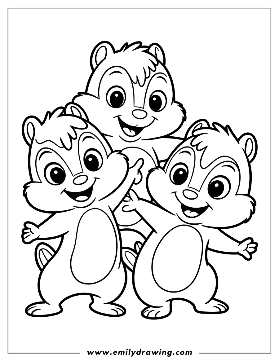 Black and white line art of chipmunk