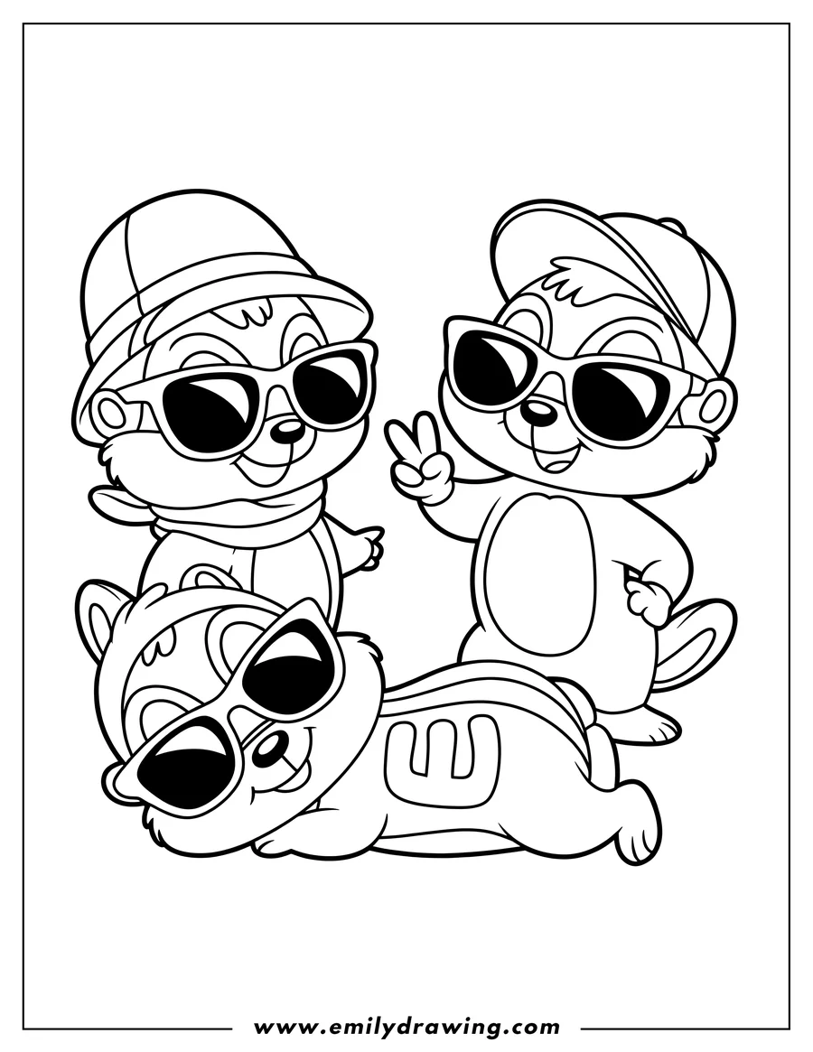 PDF style coloring page: chipmunk