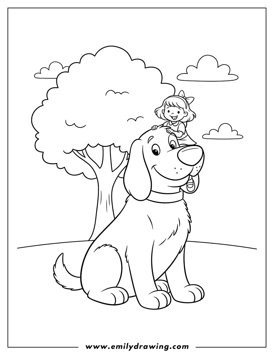 High quality printable clifford Tv, Clifford sitting with Emily Elizabeth for coloring