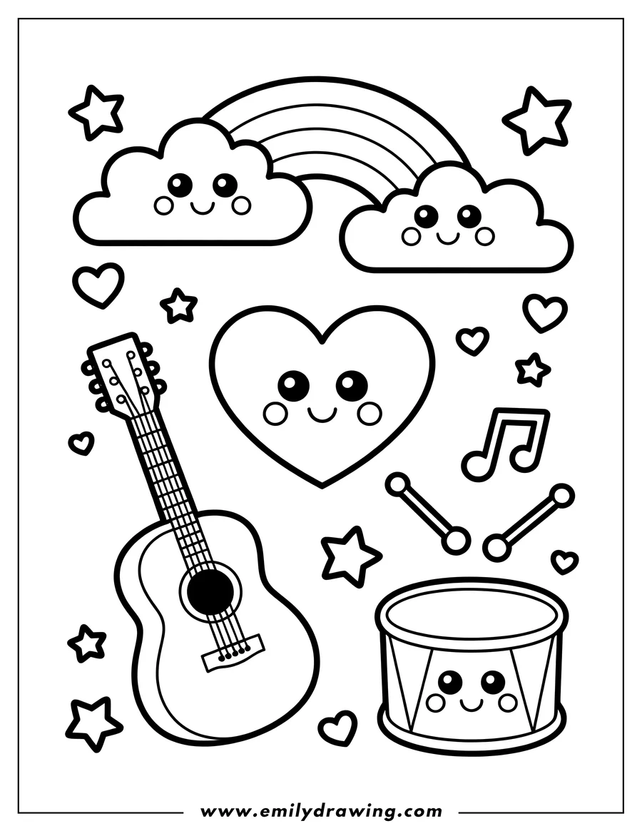 Simple sketch of clouds to color