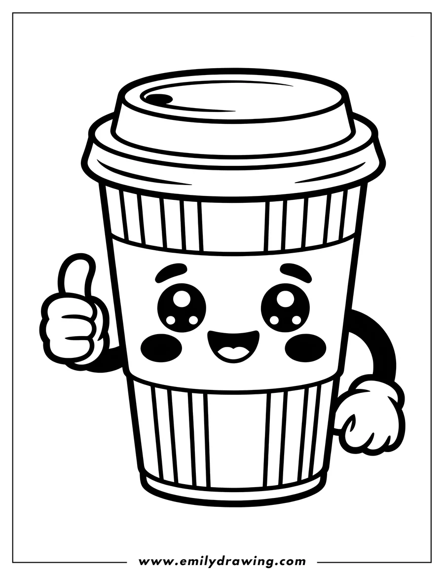 Vector style outline of coffee Cup Character