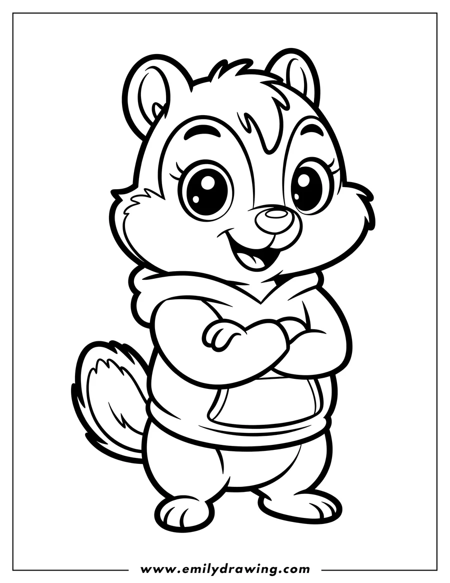Coloring sheet featuring chipmunk
