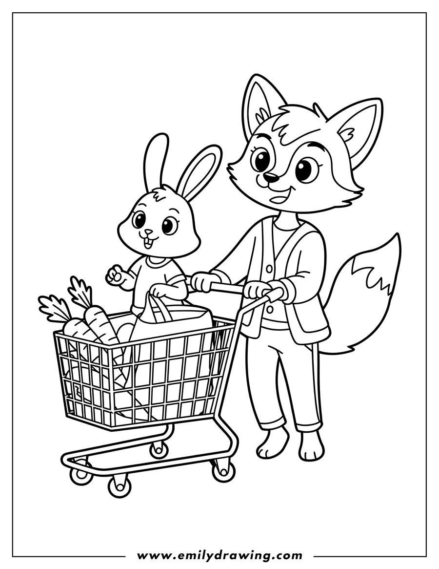 Printable line art of fox