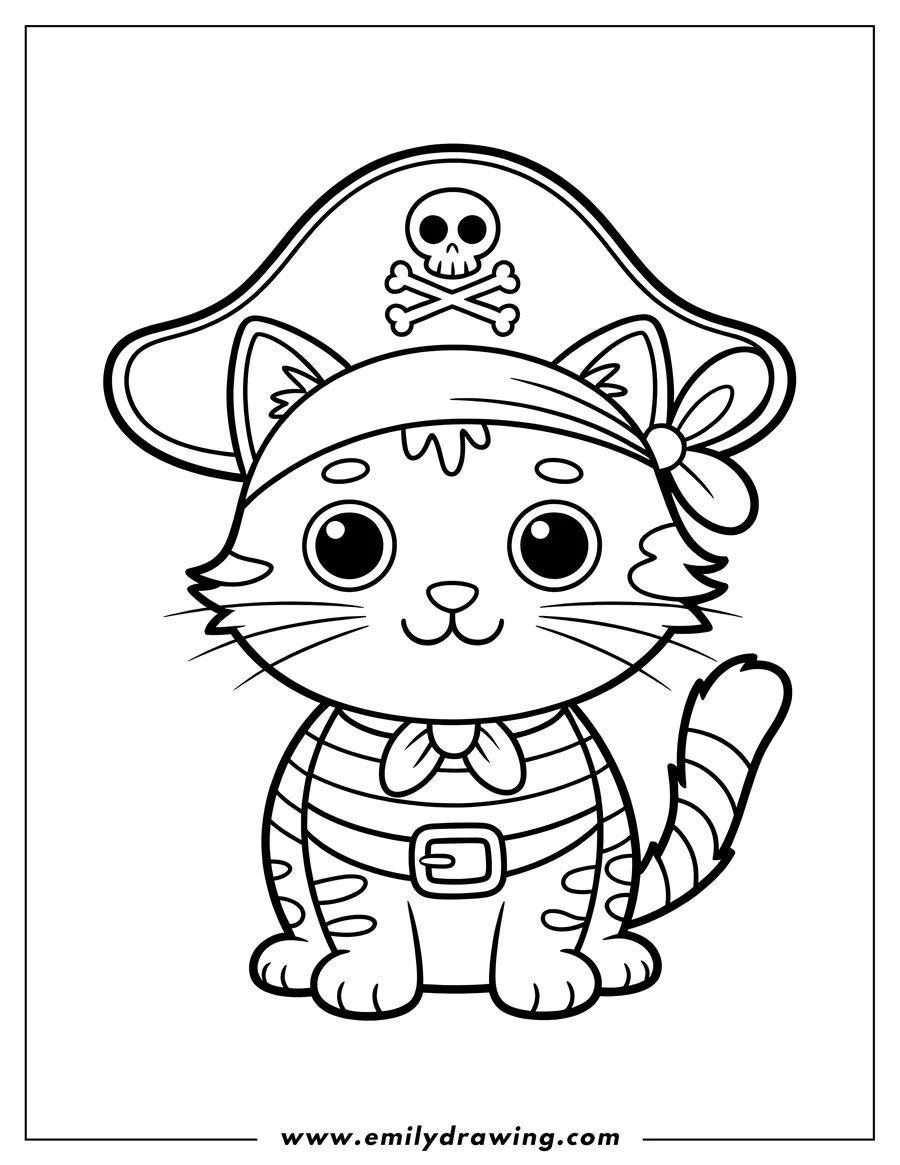 Printable line art of kitten