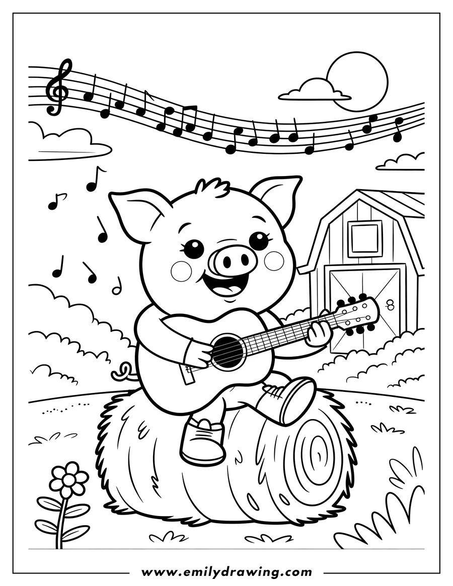 Simple sketch of pig to color