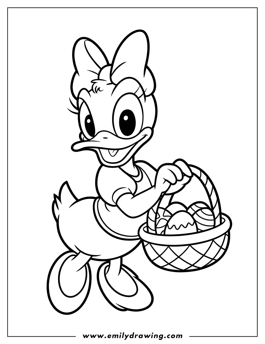 PDF style coloring page: daisy Duck