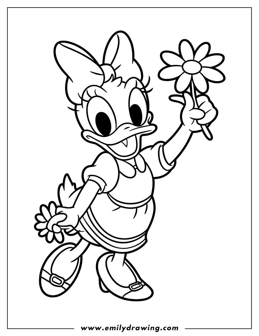 Printable coloring page of daisy Duck