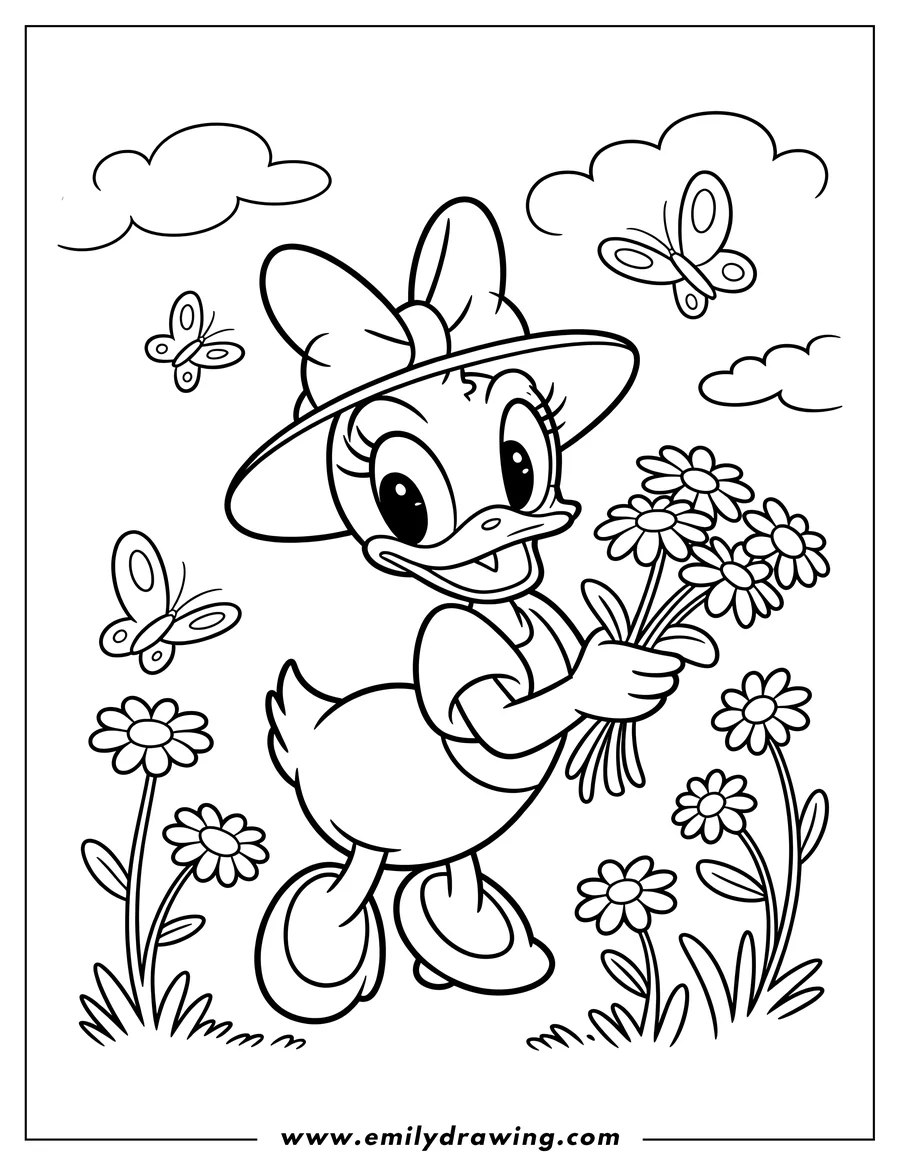 Coloring page for kids: daisy Duck