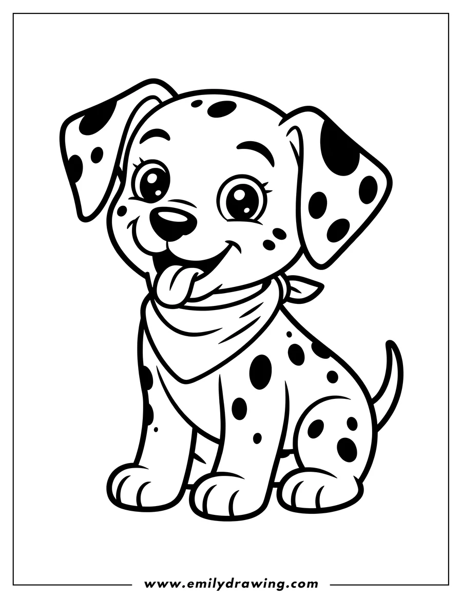 Free printable coloring sheet of dalmatian puppy