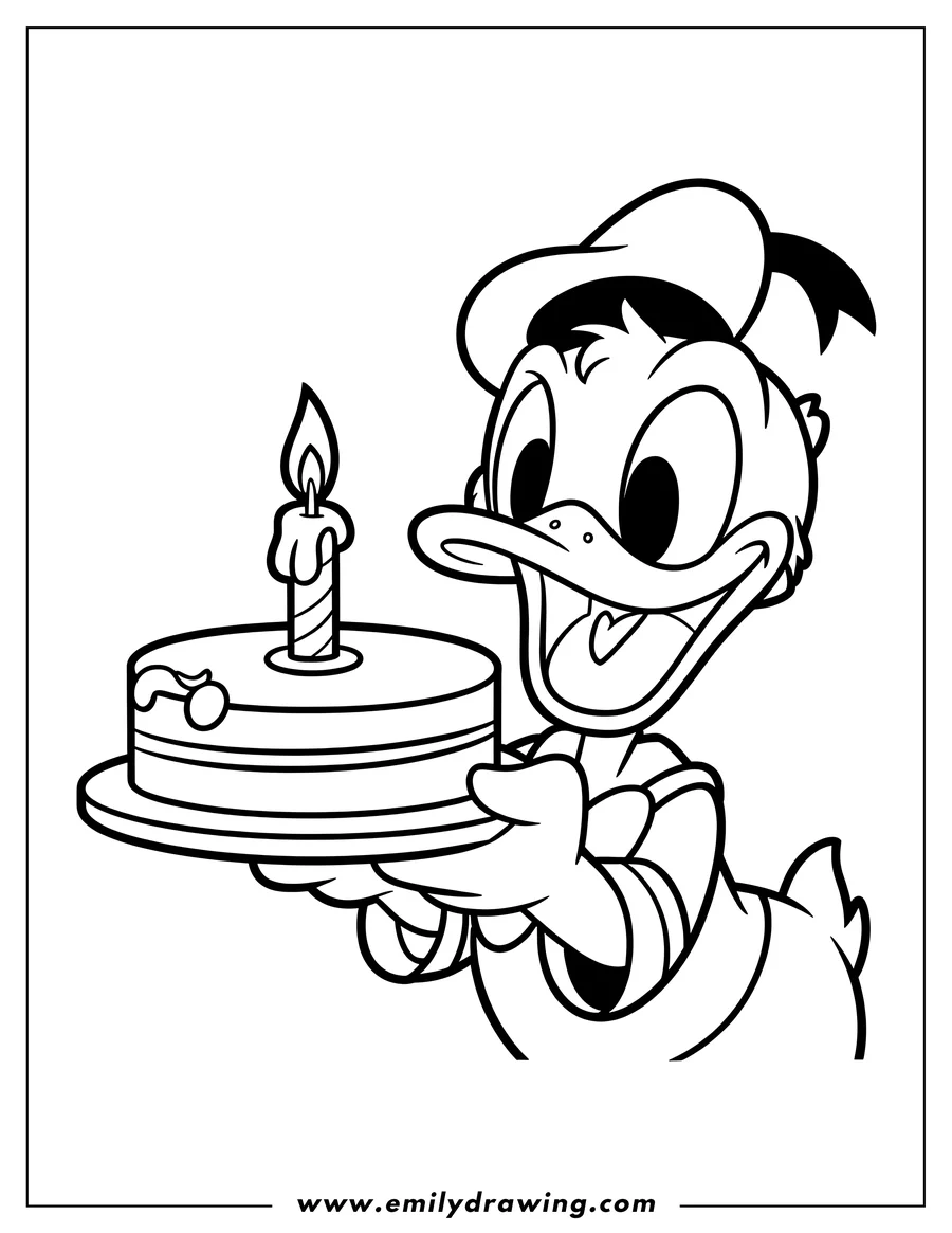 Printable line art of donald Duck
