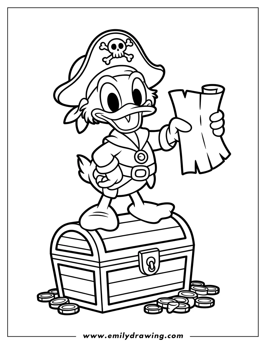 Printable coloring page of duck Pirate