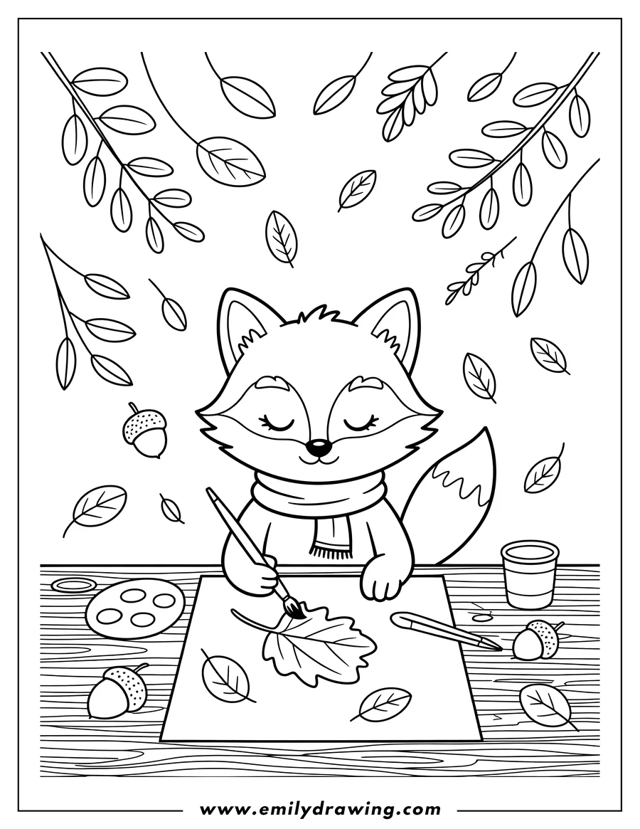 Coloring page of fox