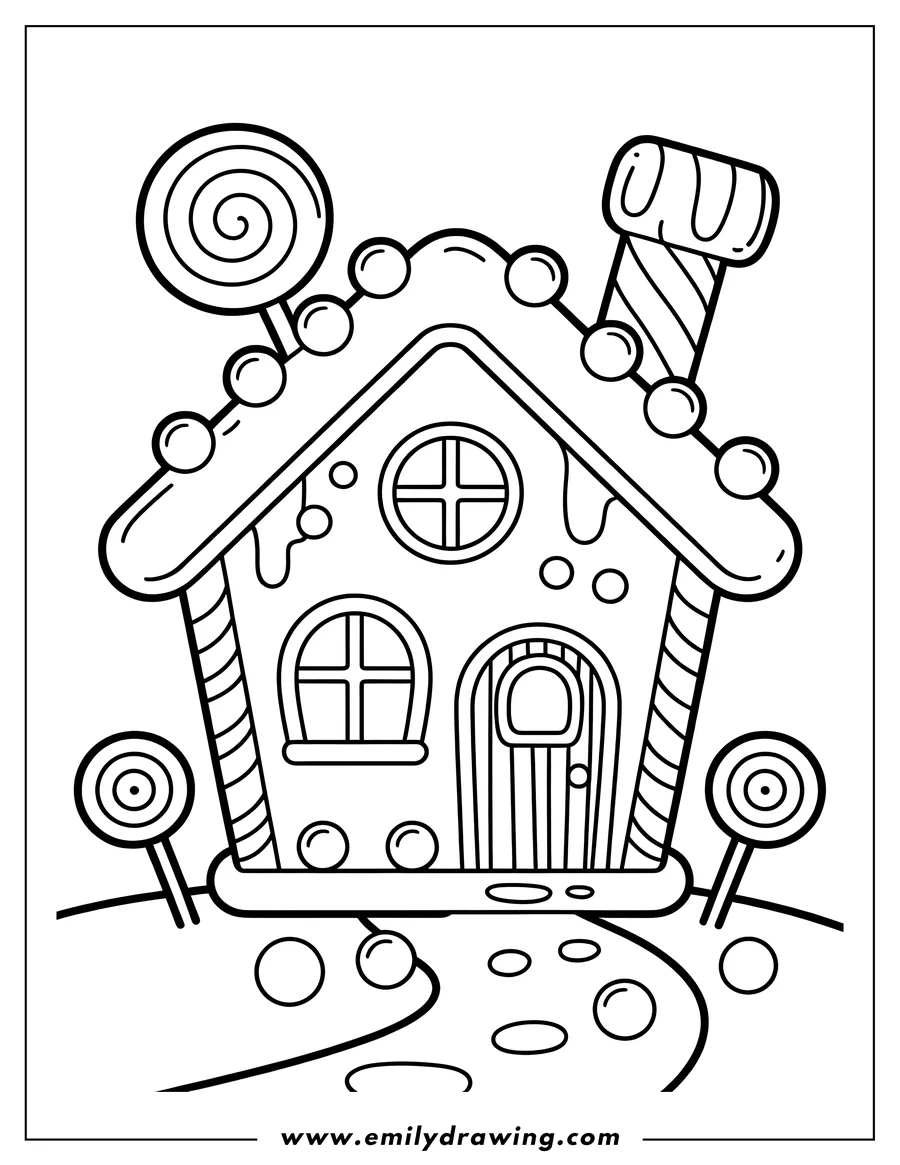 Printable line art of gingerbread House