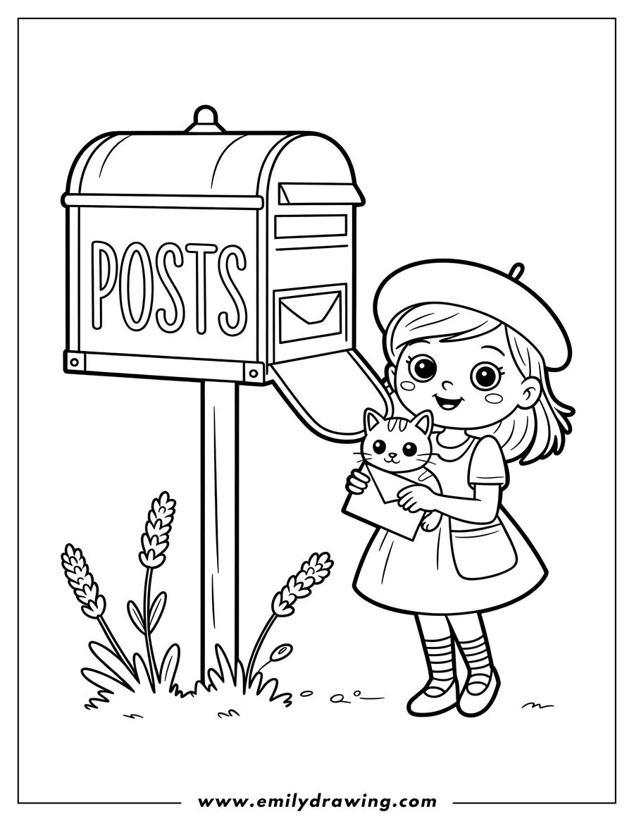 Clean line drawing: girl