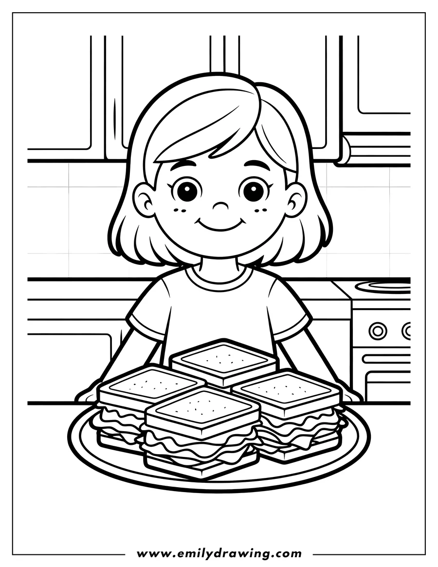 Linear illustration of girl