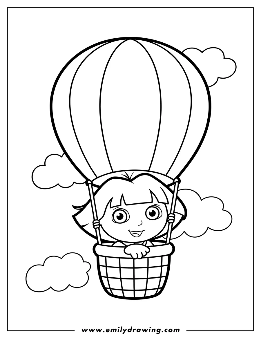 Doodle style coloring picture of girl