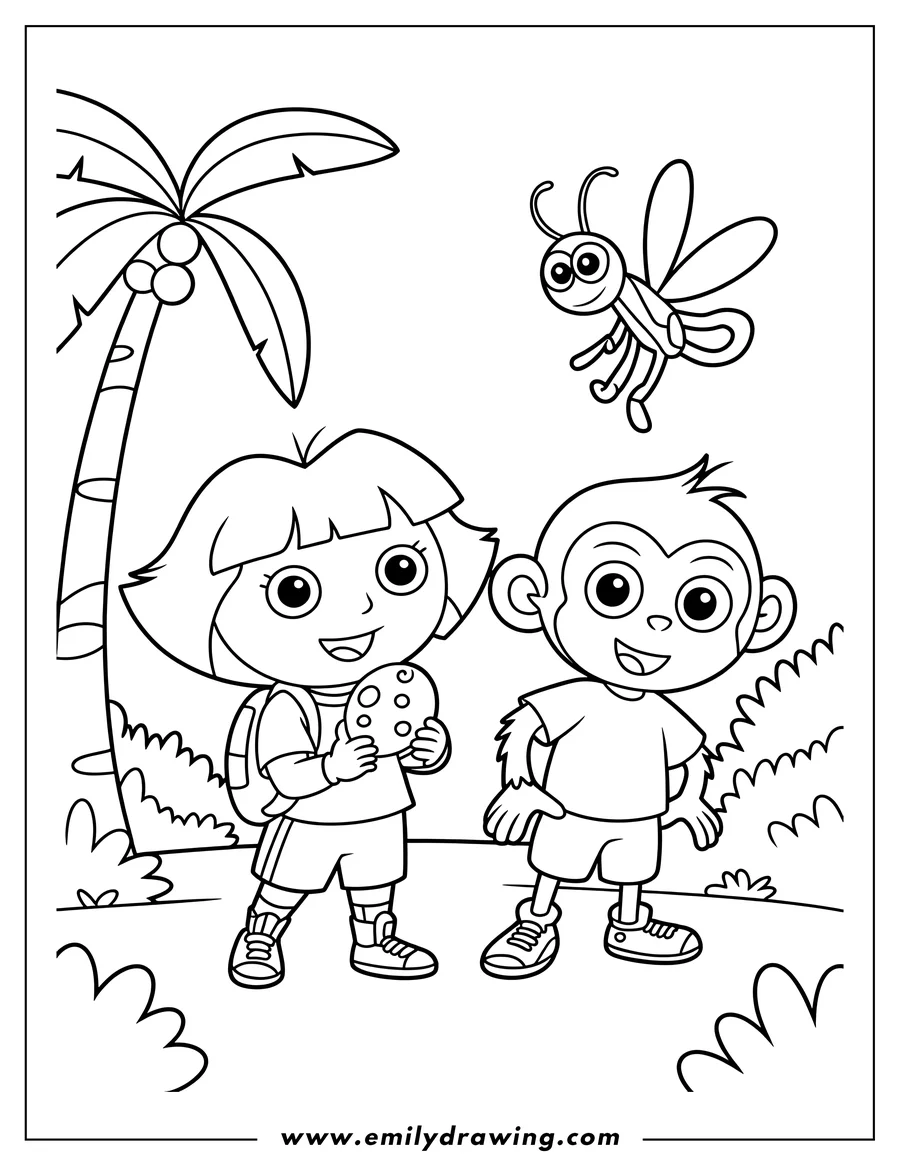 Vector style outline of girl