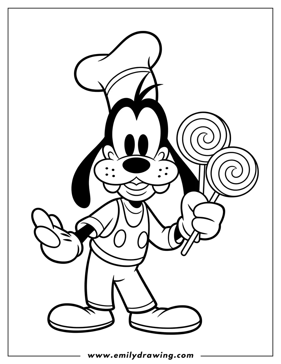 Printable line art of goofy