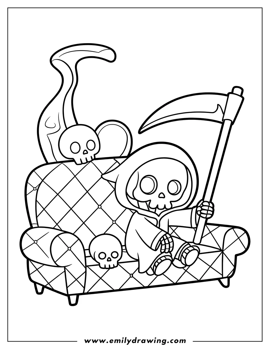 Coloring page of grim Reaper