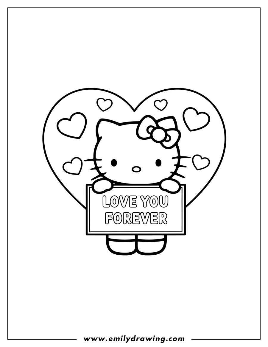Clean line drawing: hello Kitty