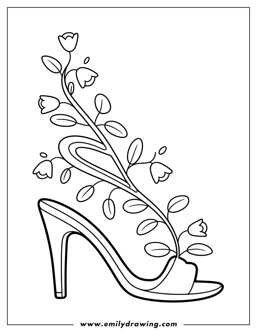 Simple sketch of high-heeled shoe to color