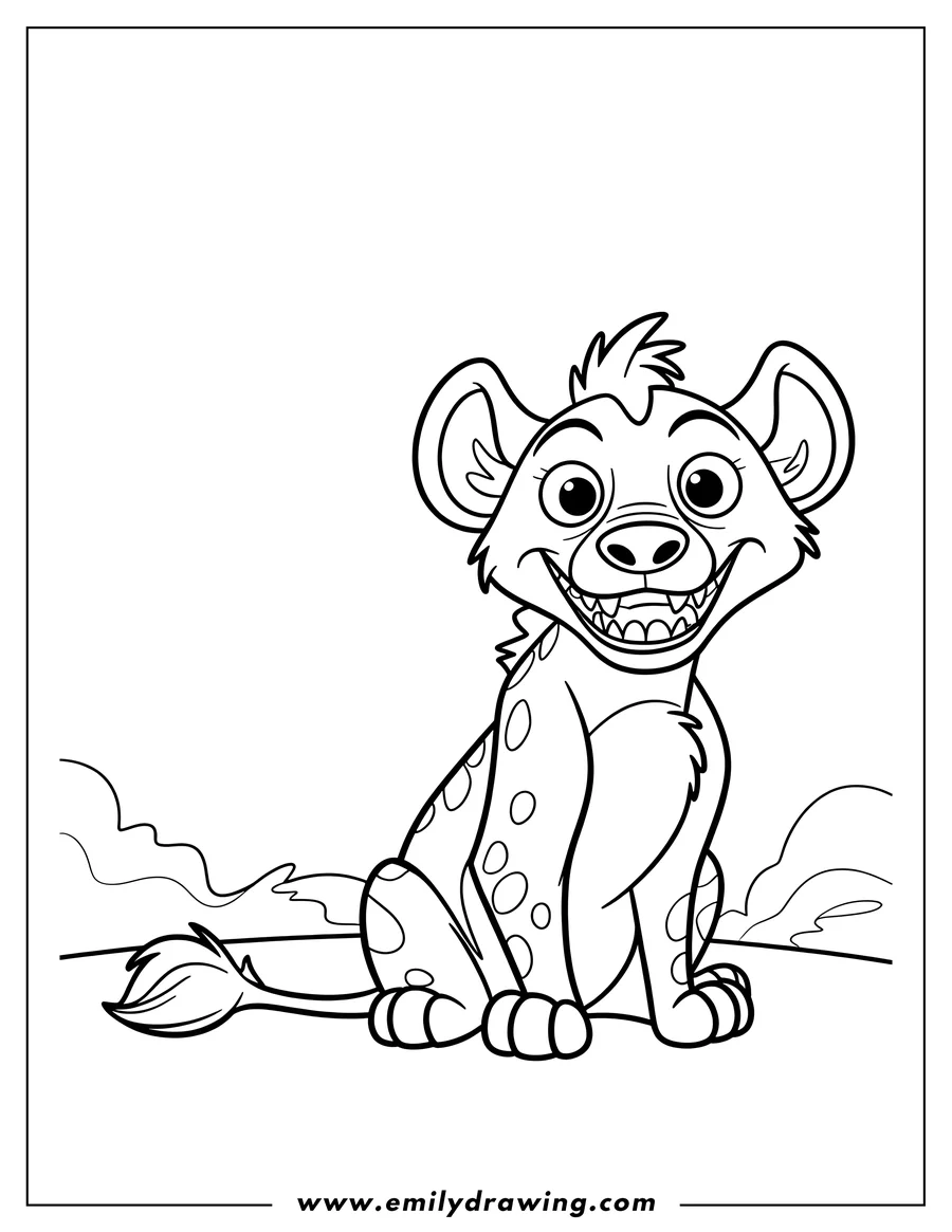 Free printable coloring sheet of hyena