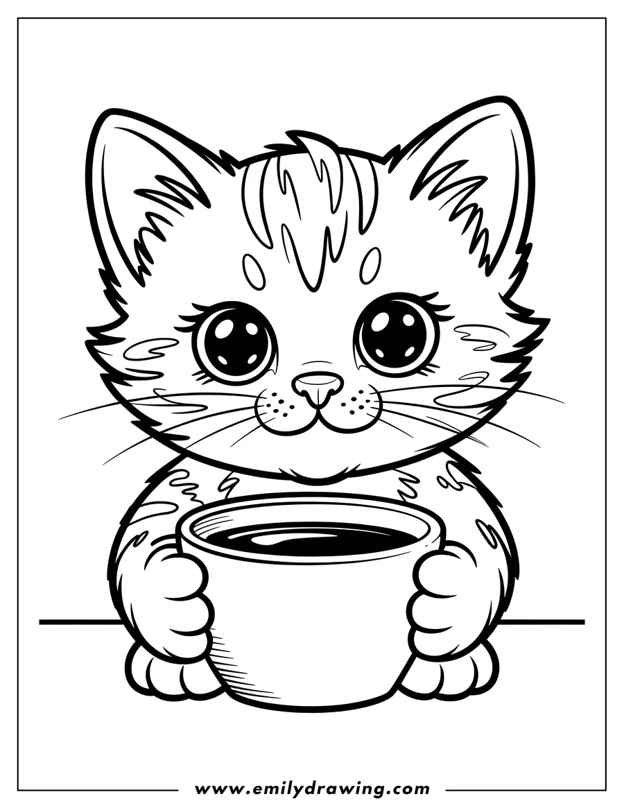 Coloring page for kids: kitten