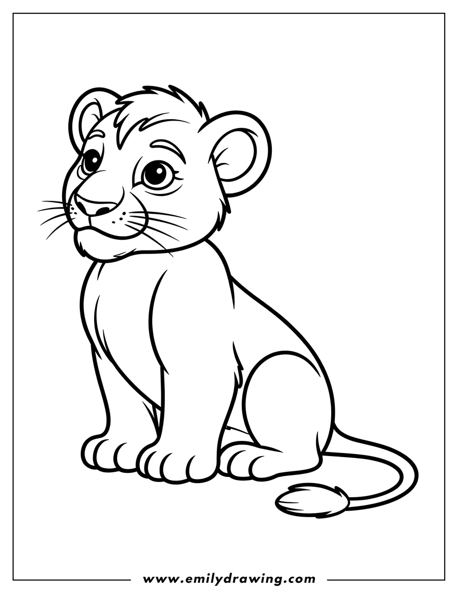 Coloring page for kids: lion Cub