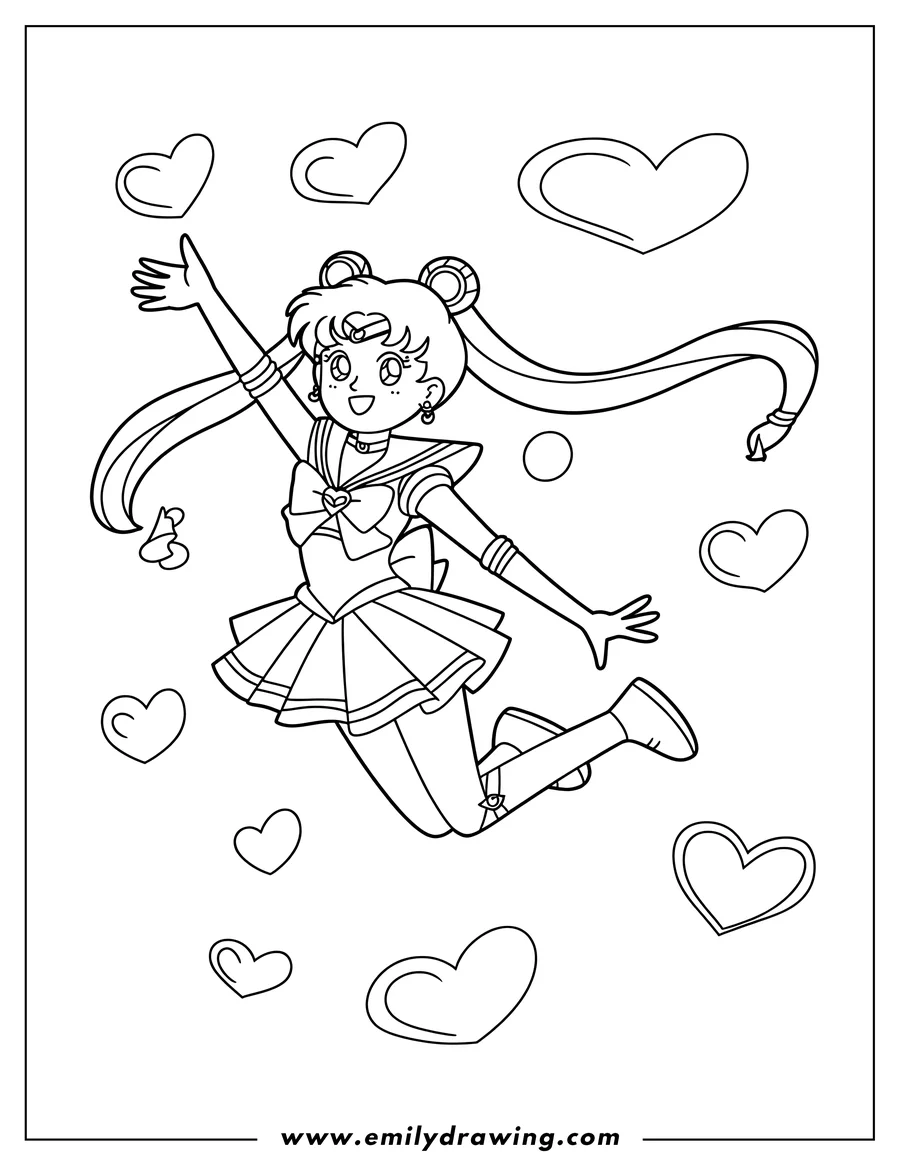 Doodle style coloring picture of magical Girl