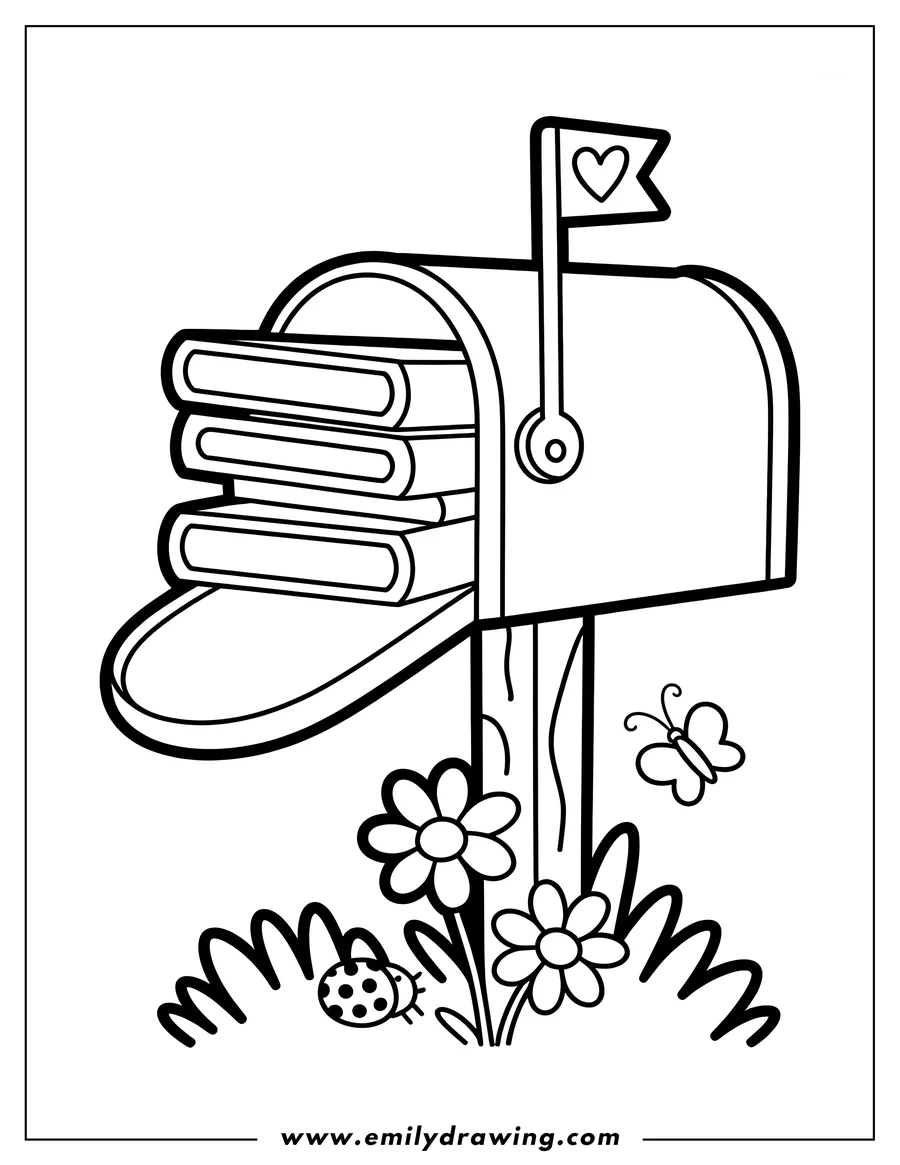 Downloadable coloring page of mailbox