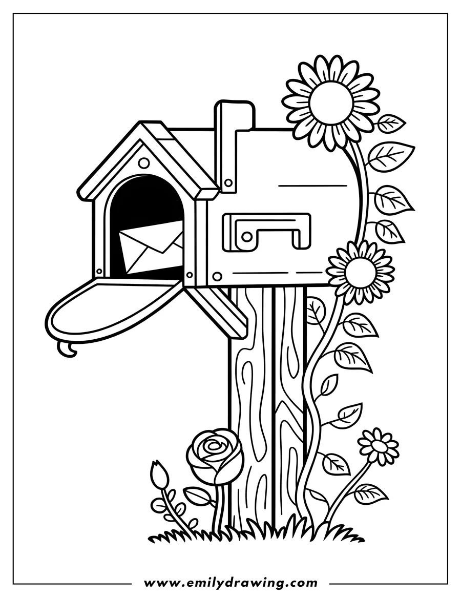 Vector style outline of mailbox