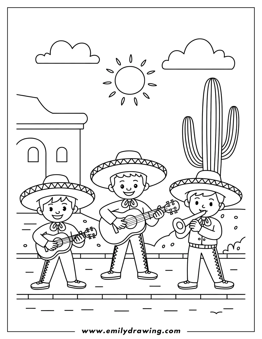 Free printable coloring sheet of mariachi Boy