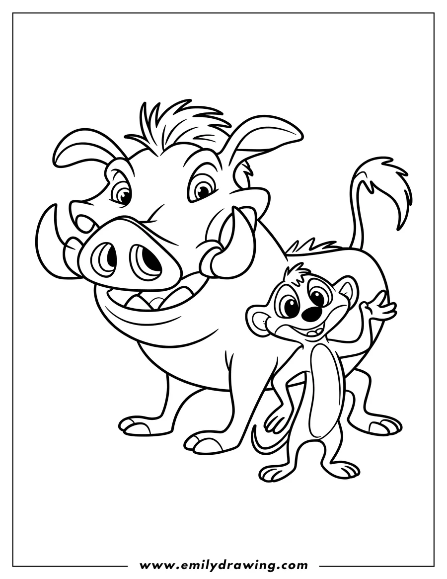 Doodle style coloring picture of meerkat